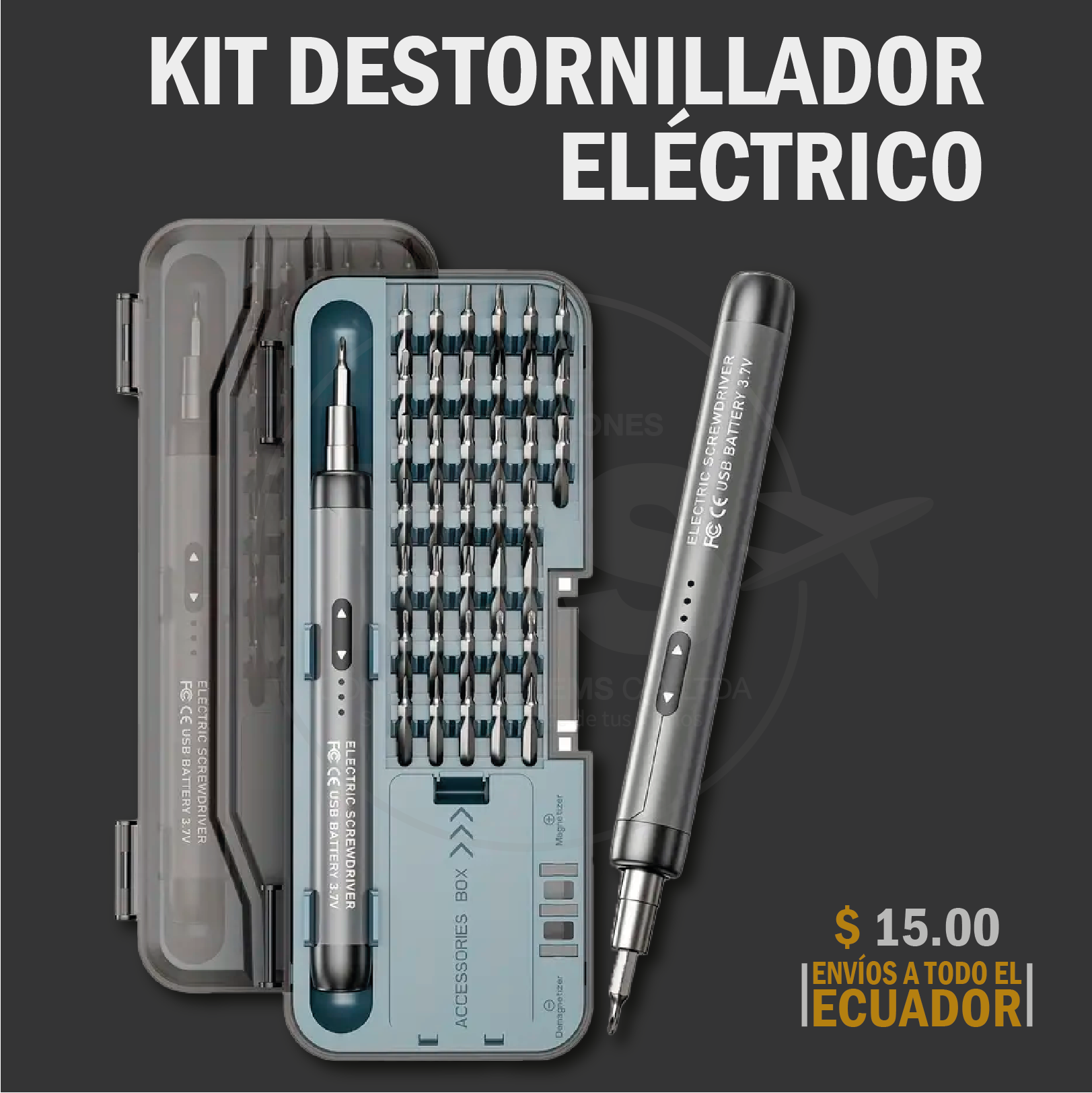 DESTORNILLADOR ELECTRICO DE PRECISION 46 EN 1 RECARGABLE POR USB TIPO C